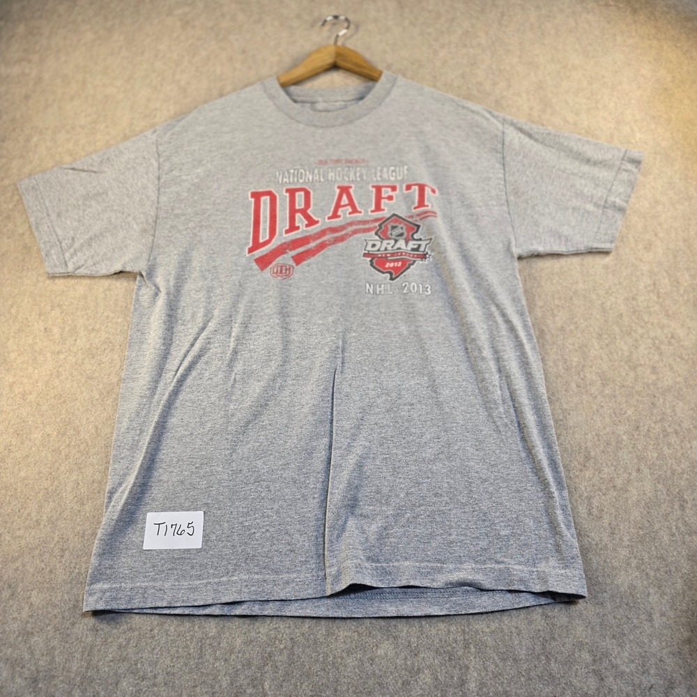 Old Time Hockey NHL Draft 2013 New Jersey Gray Graphic T-Shirt Mens Large T1765